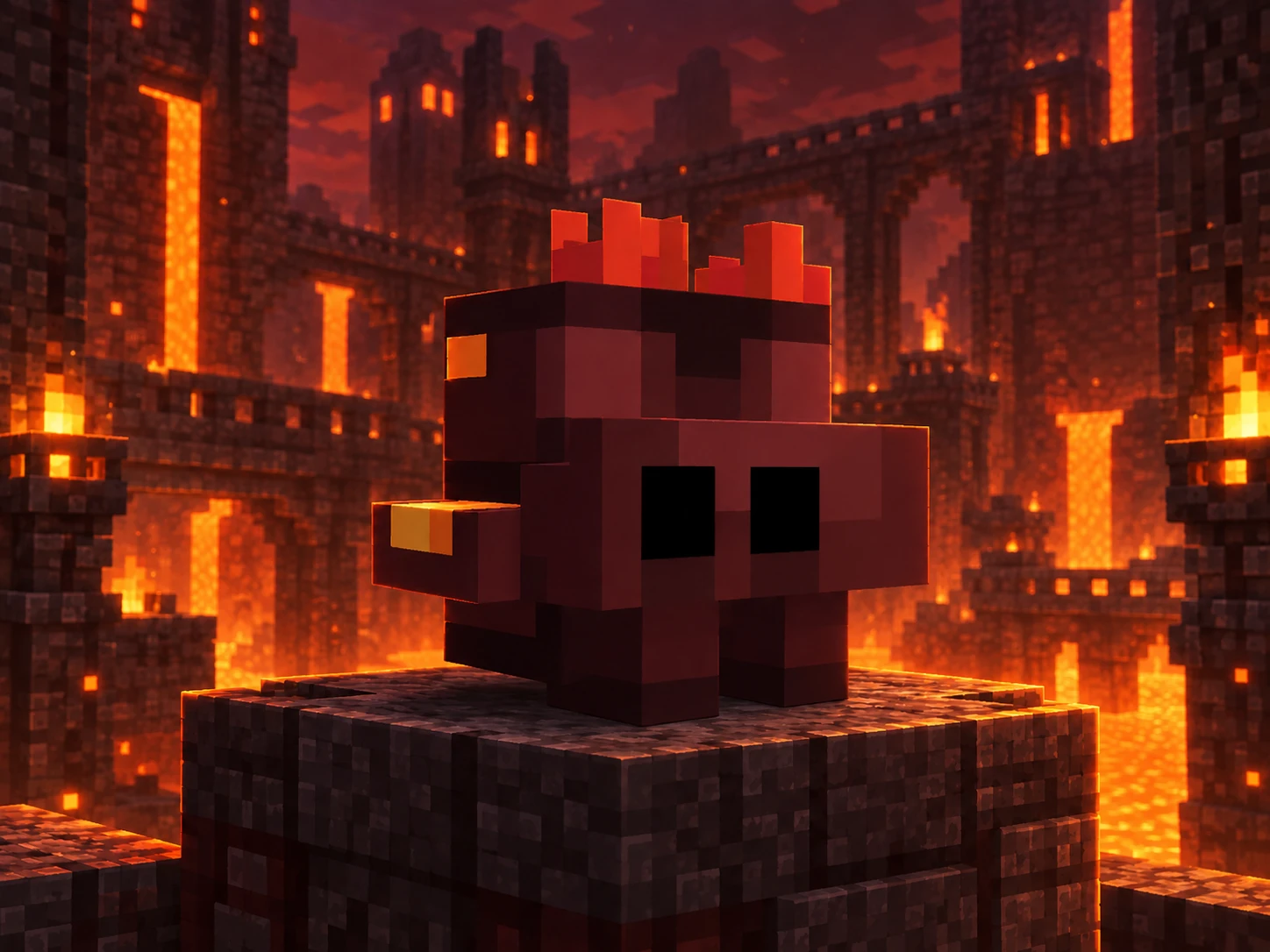 Arte de apresentação da skin digital de mochila Cidadela Infernal
