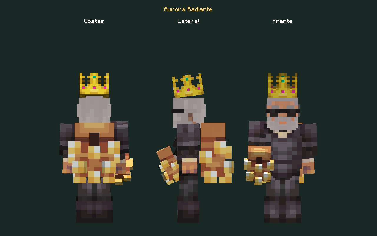 Skin de mochila Aurora Radiante no personagem, costas, lateral e frente