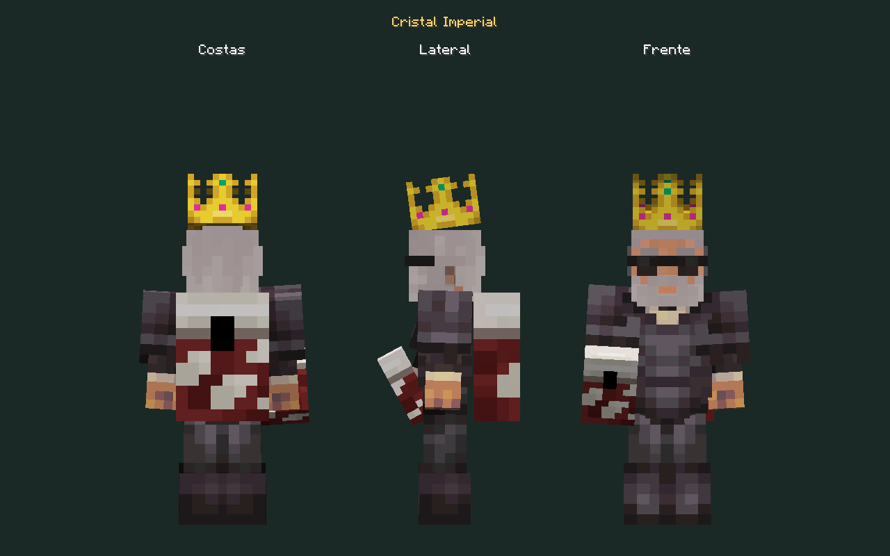 Skin de mochila Cristal Imperial no personagem, costas, lateral e frente