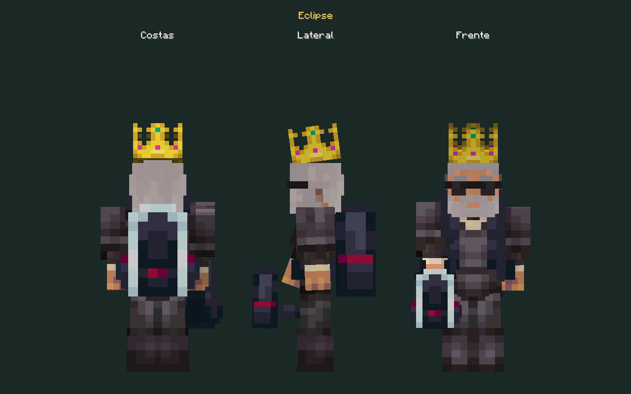 Skin de mochila Eclipse no personagem, costas, lateral e frente