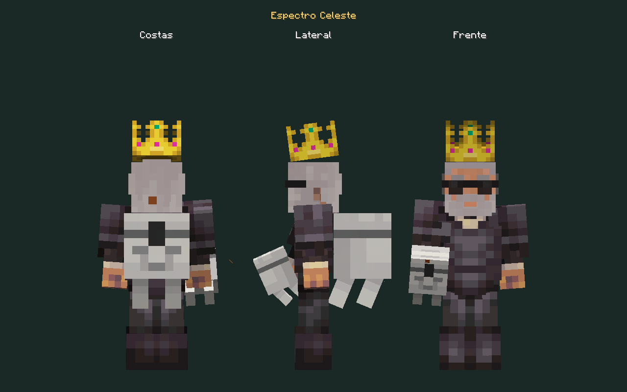 Skin de mochila Espectro Celeste no personagem, costas, lateral e frente