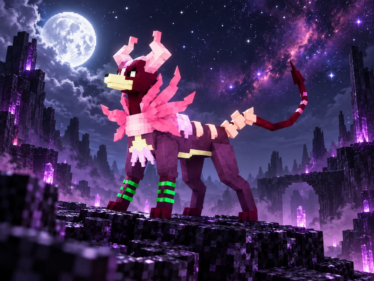 Arte de apresentação de Houndoom Cósmico · Shiny