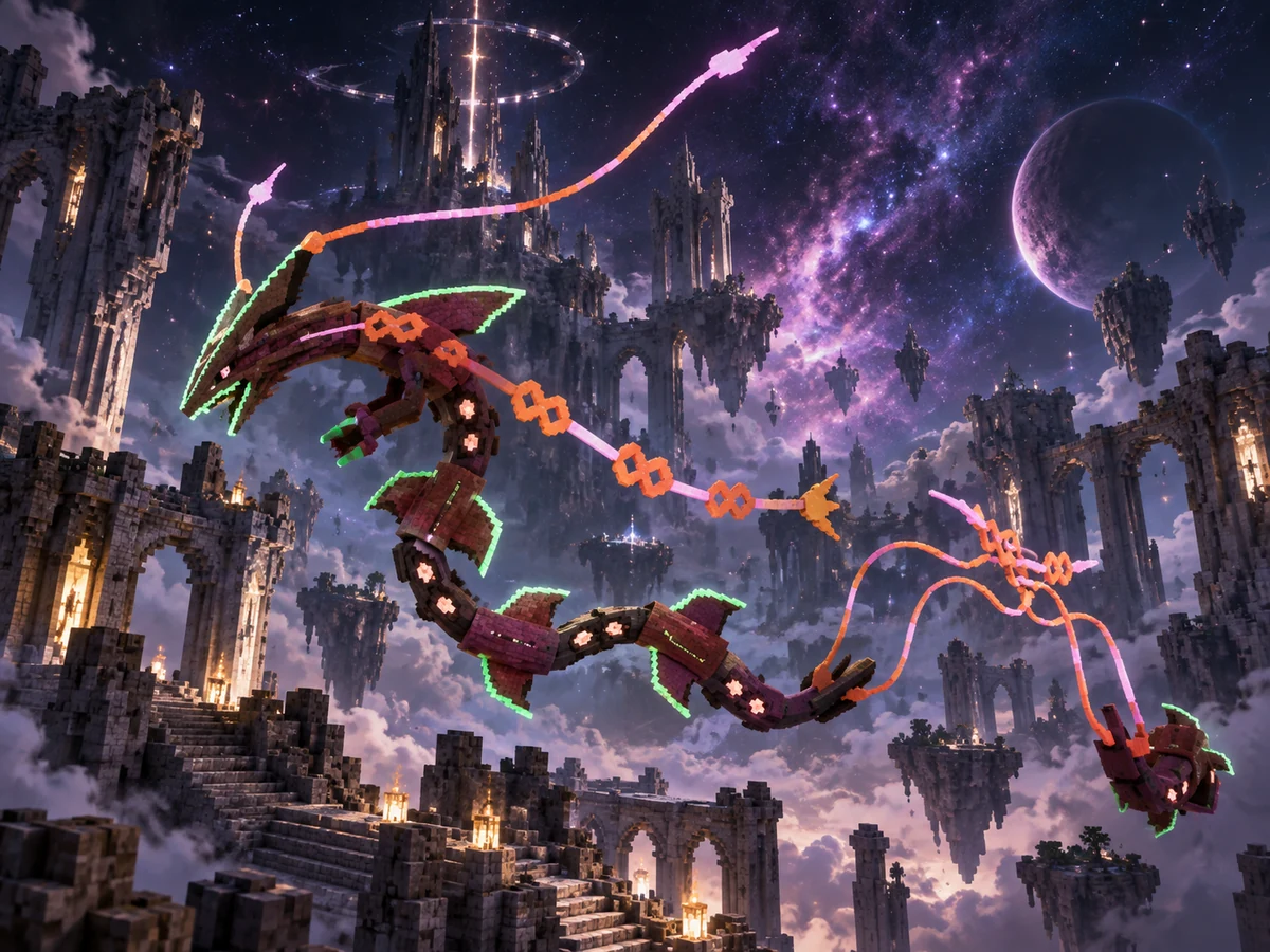 Arte de apresentação de Rayquaza Cósmico · Shiny