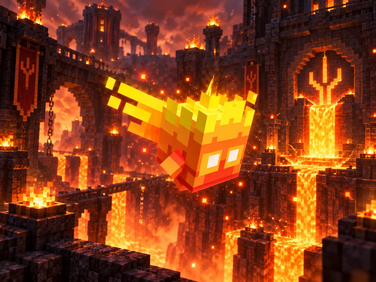 Lumino de Brasa em uma cena Minecraft inspirada em seu bioma