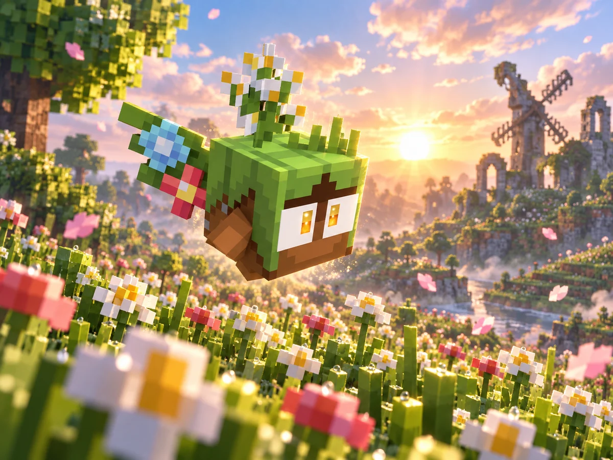 Lumino dos Campos em uma cena Minecraft inspirada em seu bioma