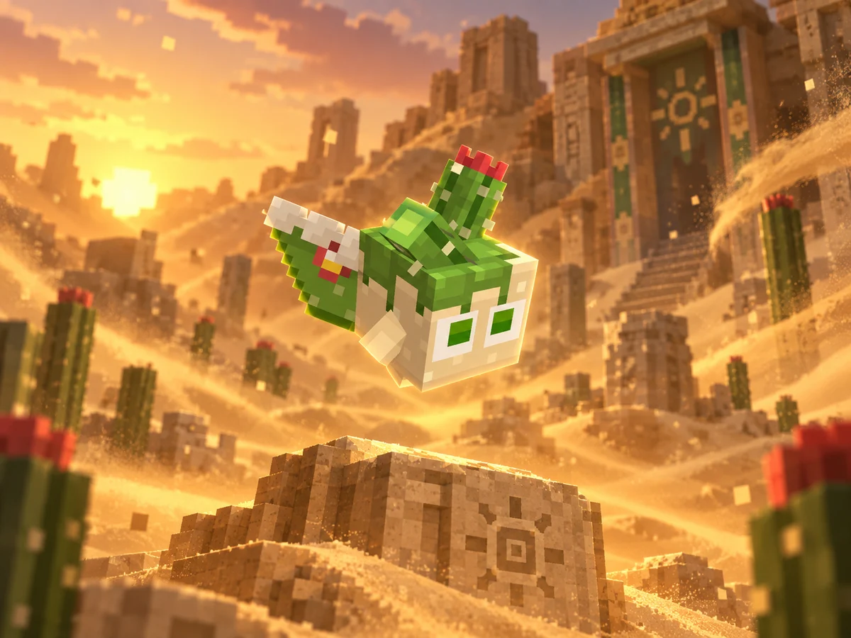 Lumino das Dunas em uma cena Minecraft inspirada em seu bioma