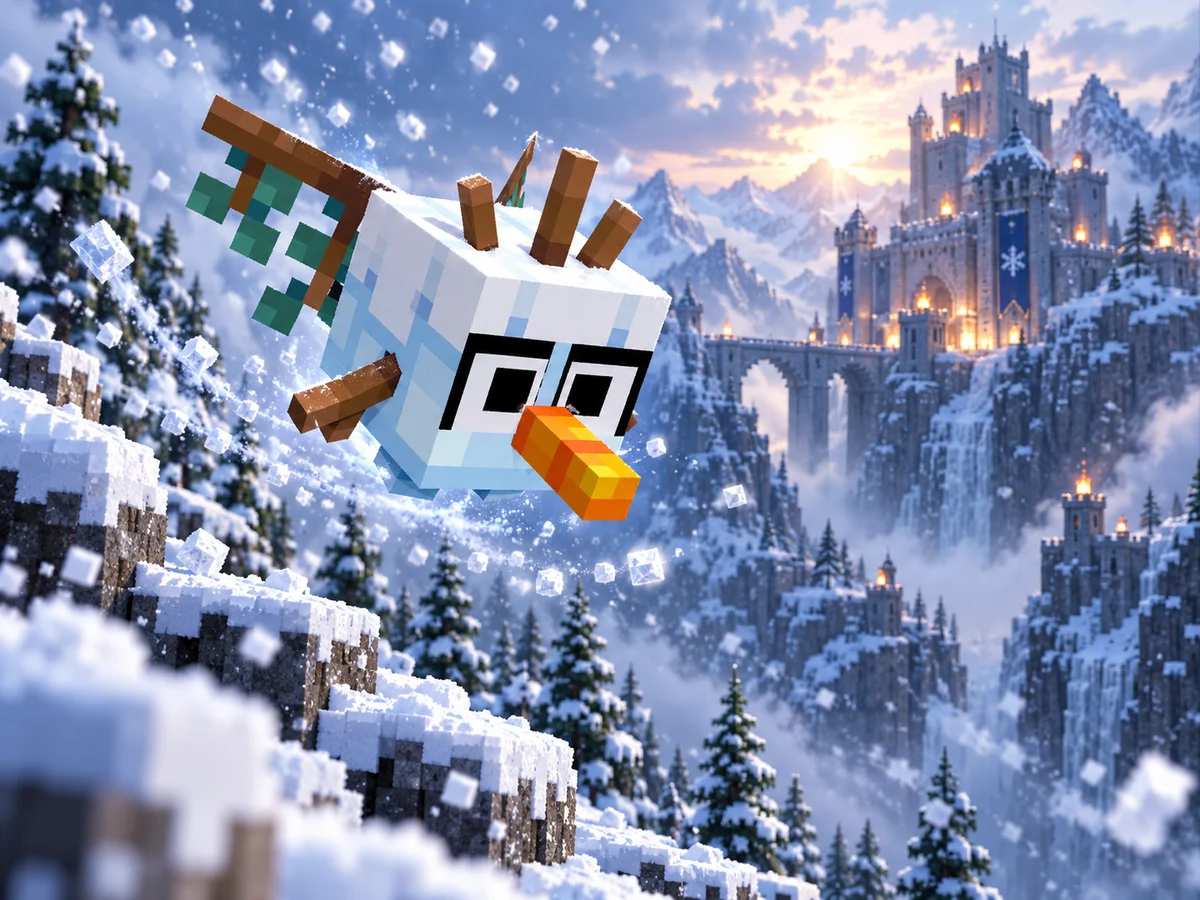 Lumino da Neve em uma cena Minecraft inspirada em seu bioma