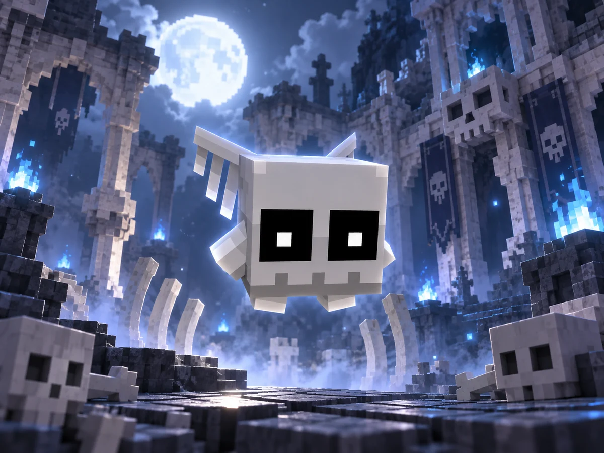 Lumino Ossudo em uma cena Minecraft inspirada em seu bioma