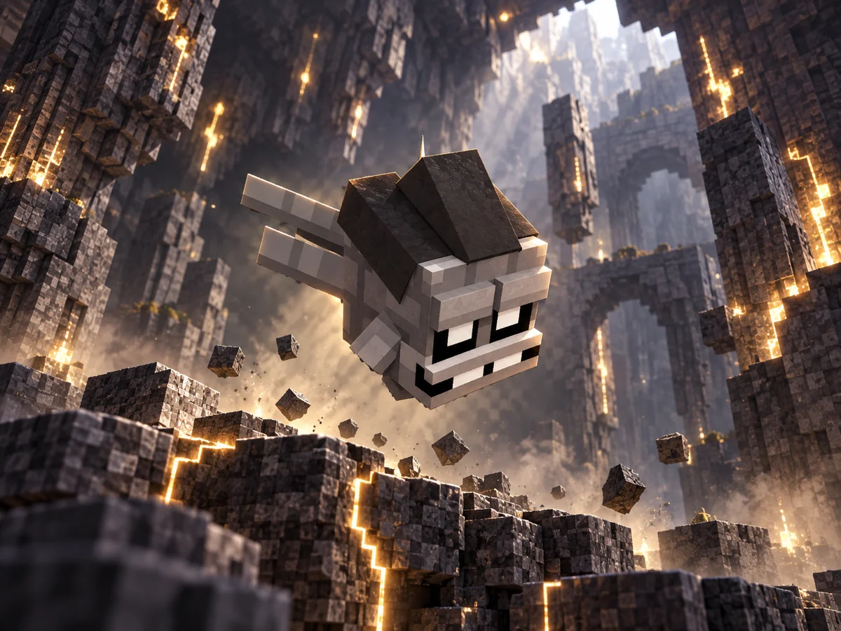 Lumino de Pedra em uma cena Minecraft inspirada em seu bioma
