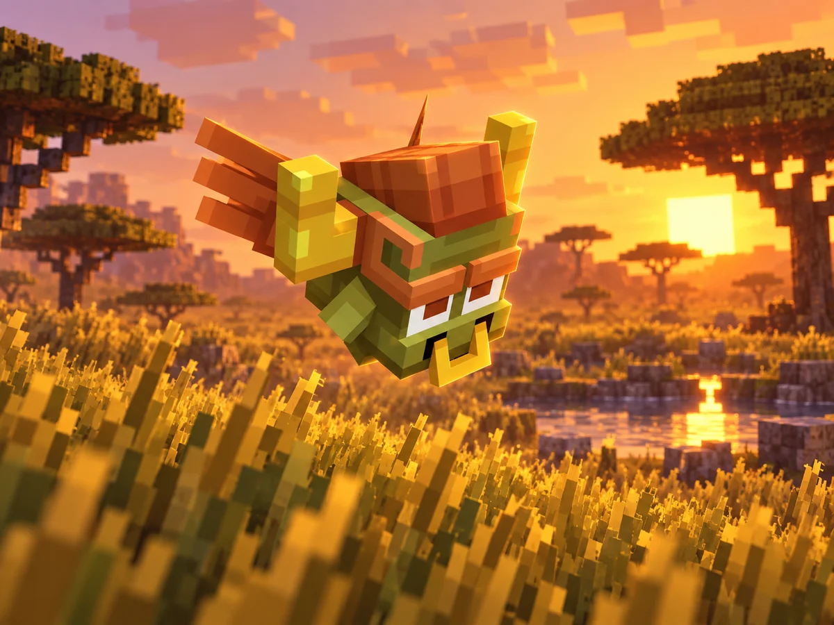 Lumino da Savana em uma cena Minecraft inspirada em seu bioma
