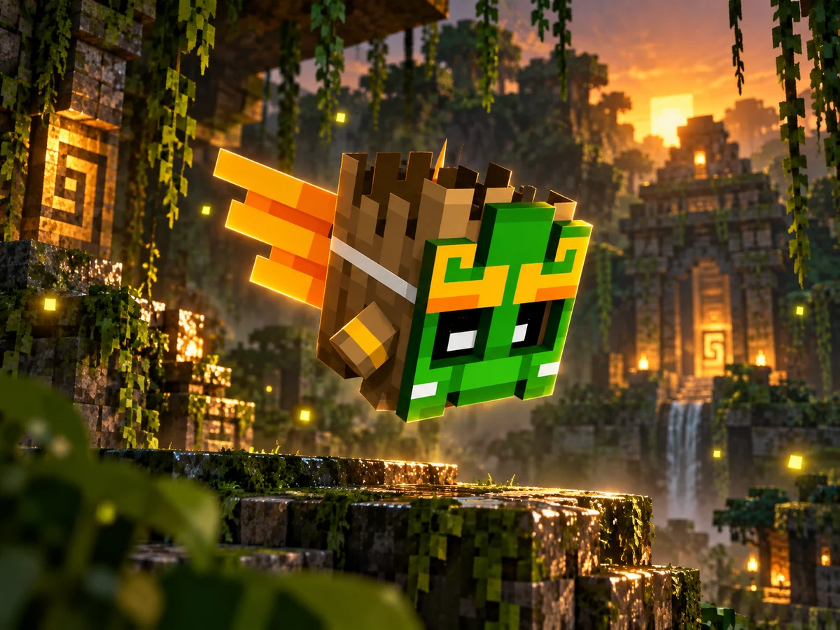 Lumino da Selva em uma cena Minecraft inspirada em seu bioma