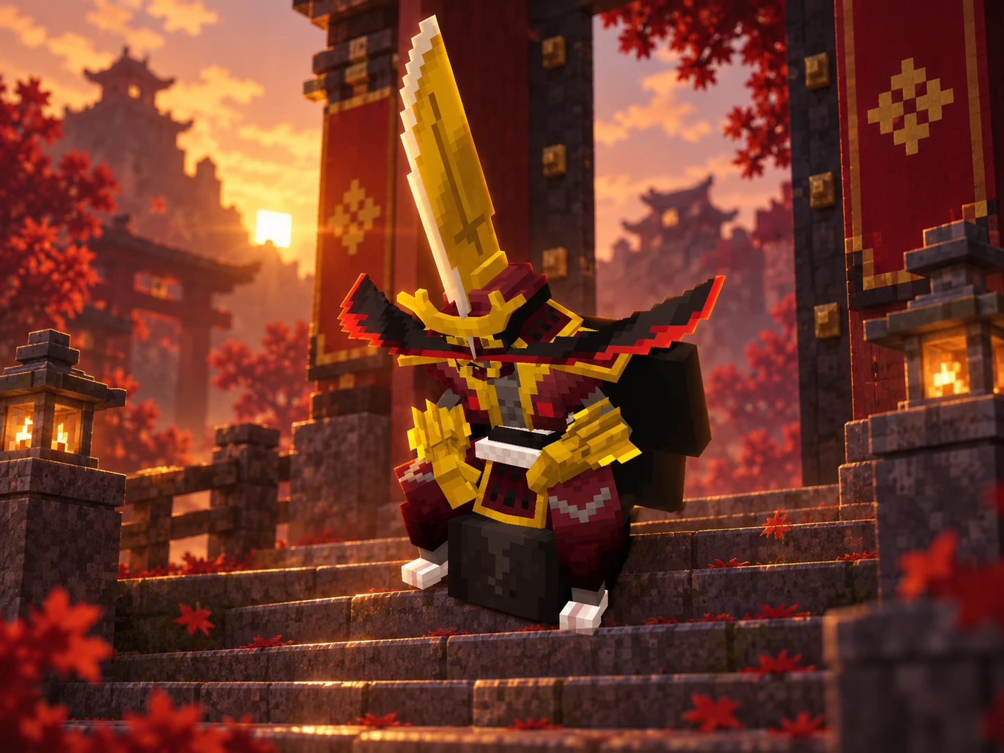 Cena ilustrativa de KingSamurai, aparência personalizada de Kingambit